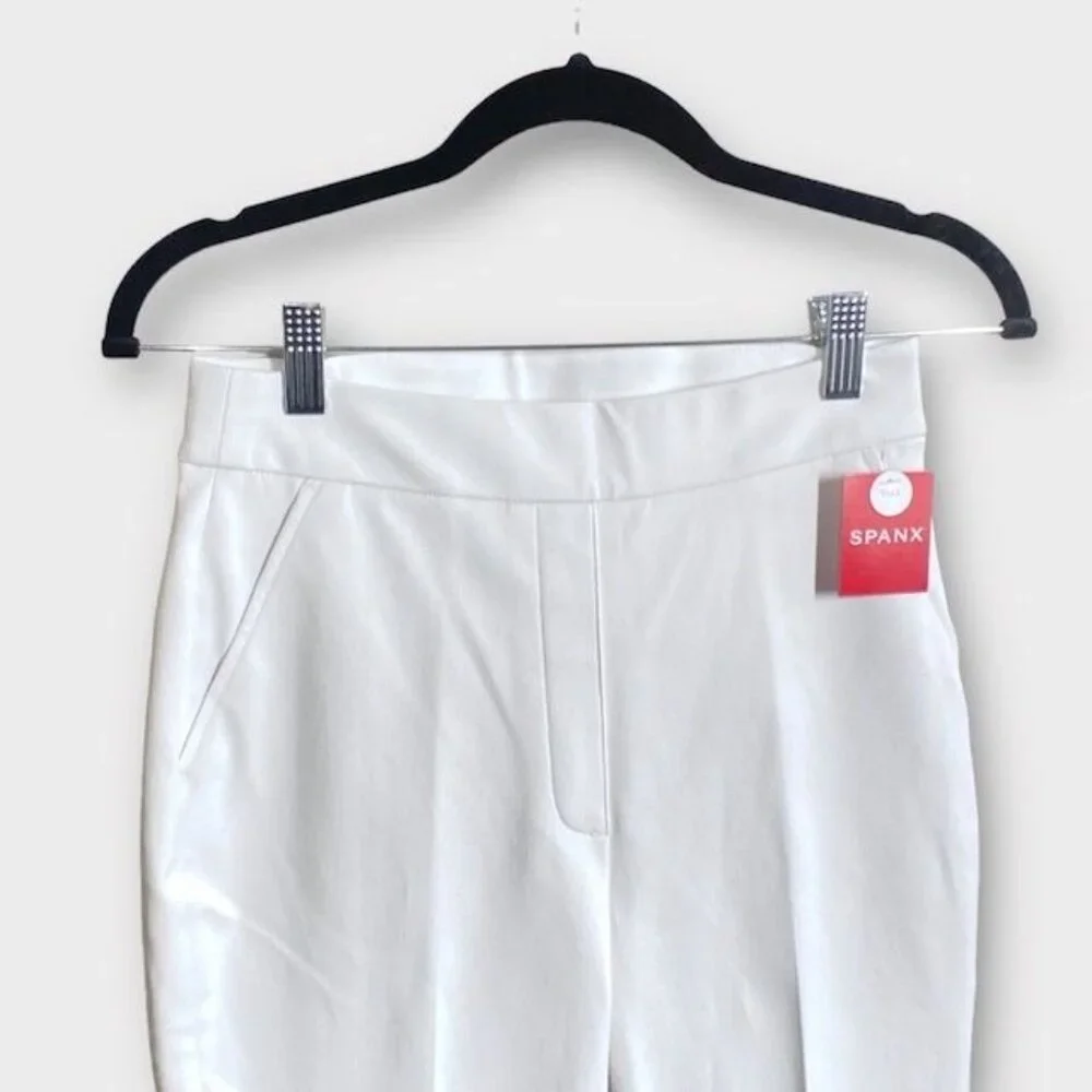 NWT Spanx On-The-Go Slim Straight Pant Classic White,  Size Extra Small Tall - Picture 3 of 8